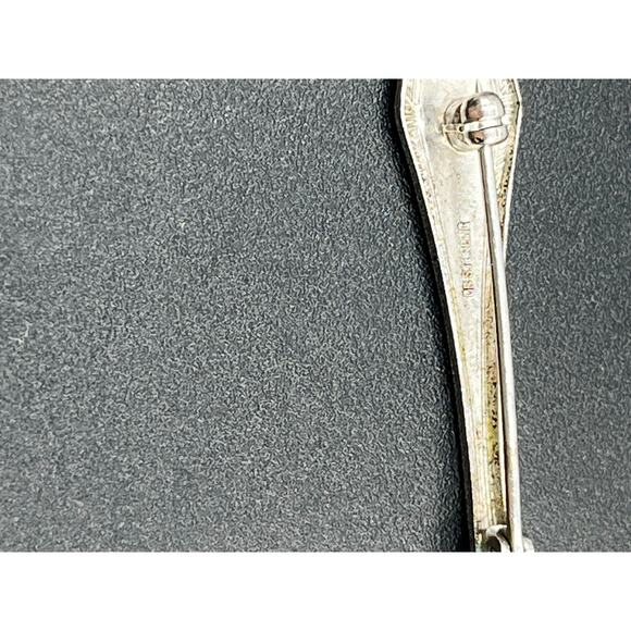 Signed Sterling Silver Vintage Mini Decorated Handle Condiment Spoon Brooch - Picture 9 of 11